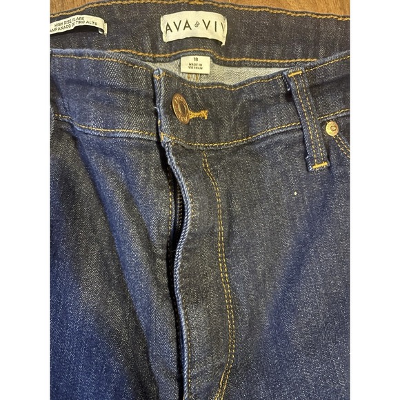 Ava & Viv Women's High Rise Flare Dark Wash Denim Jeans Stretch Size 18 Plus - Picture 6 of 7